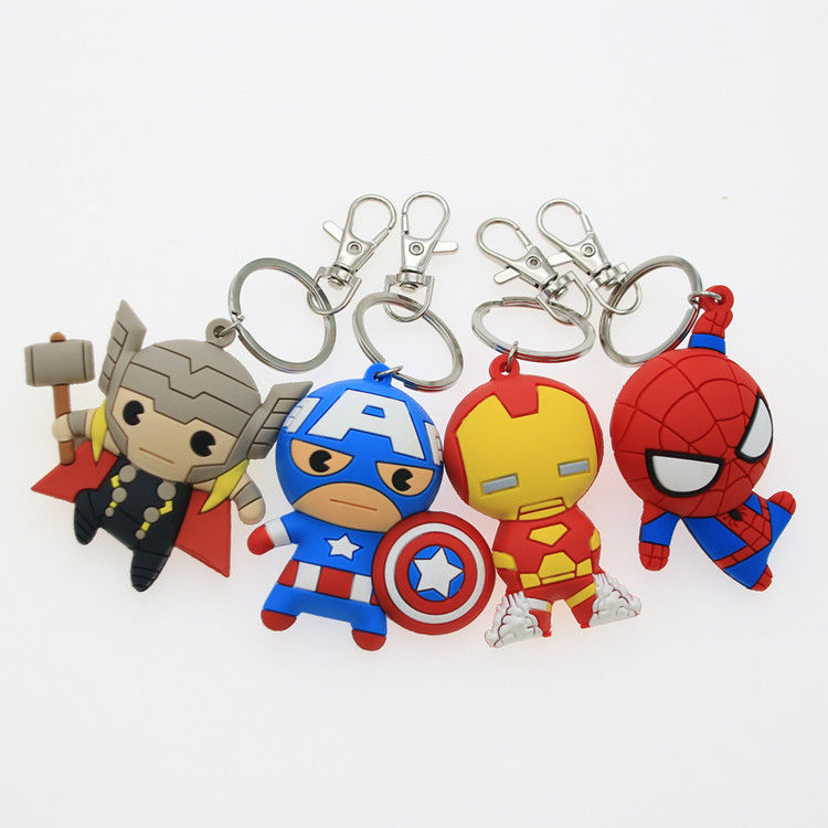 अनुकूलित खिलौने 3 डी कार्टून एनीमे कैप्टन अमेरिका रबर चाबी का सा Custom Pvc Keychain